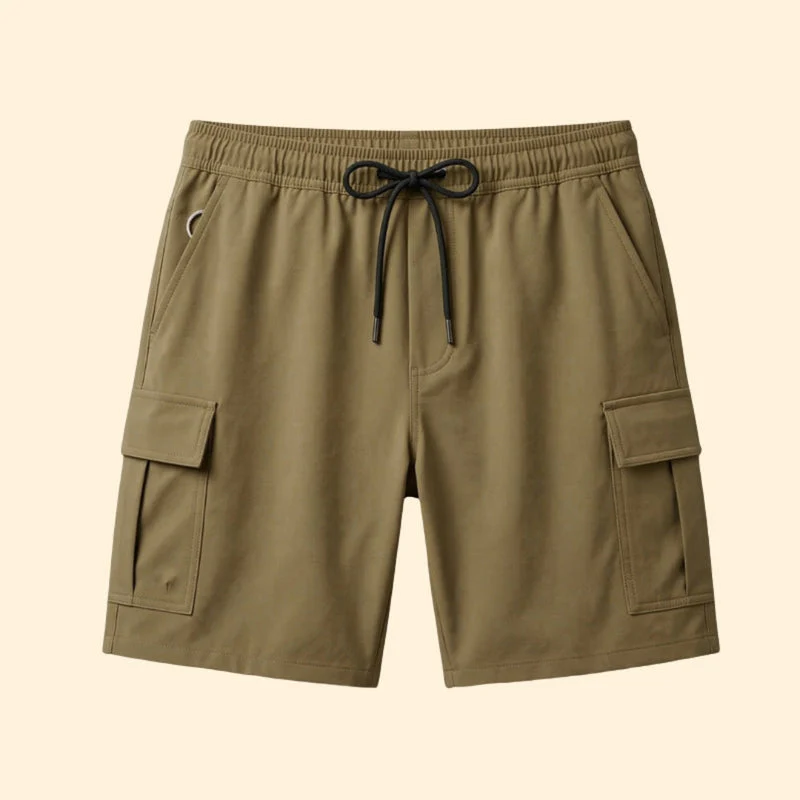 Men’s Lightweight Cargo Shorts with Drawstring Closure