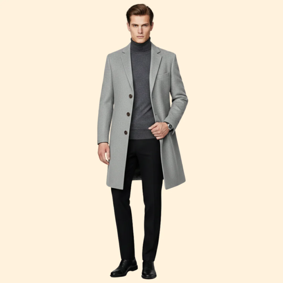 Men’s Long Coat with Button Closure - Image 6