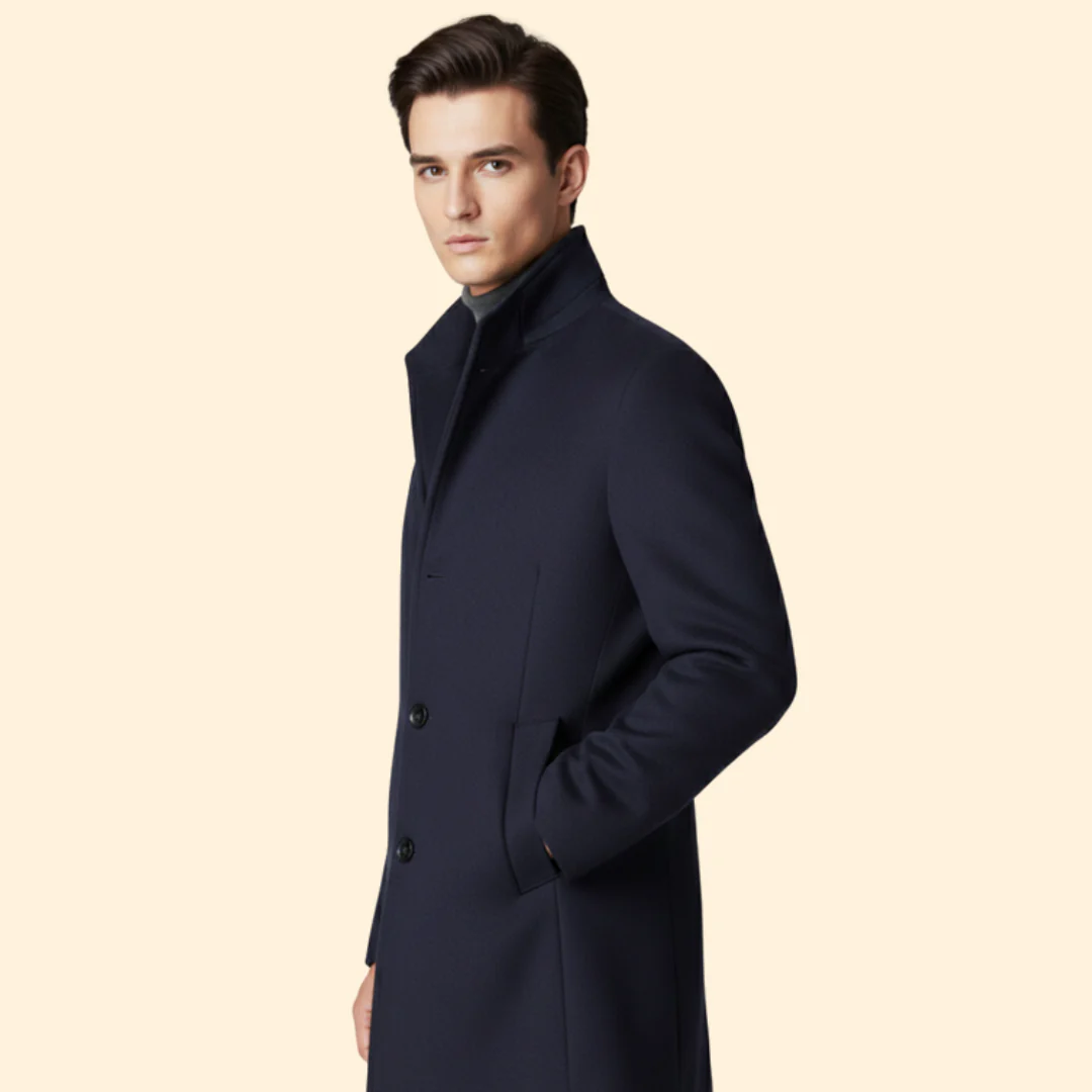 Men’s Long Coat with Button Front - Image 5