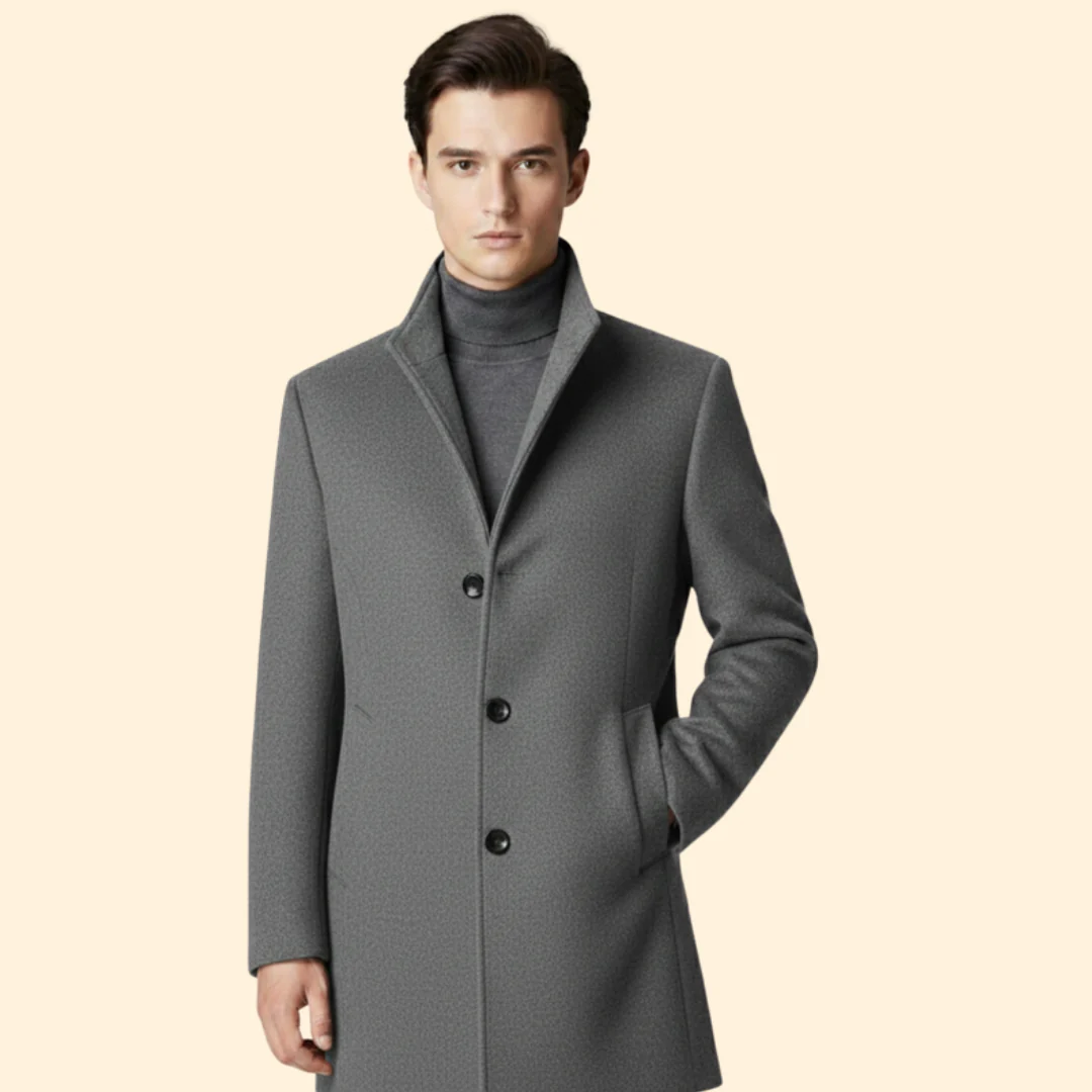 Men’s Long Coat with Button Front - Image 8