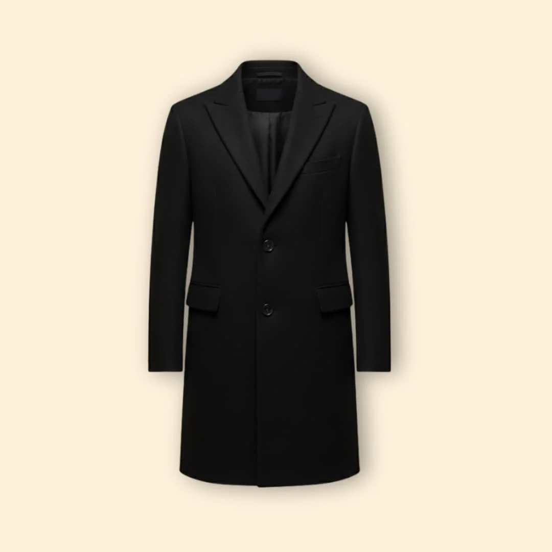 Men’s Long Coat with Flap Pocket Detail
