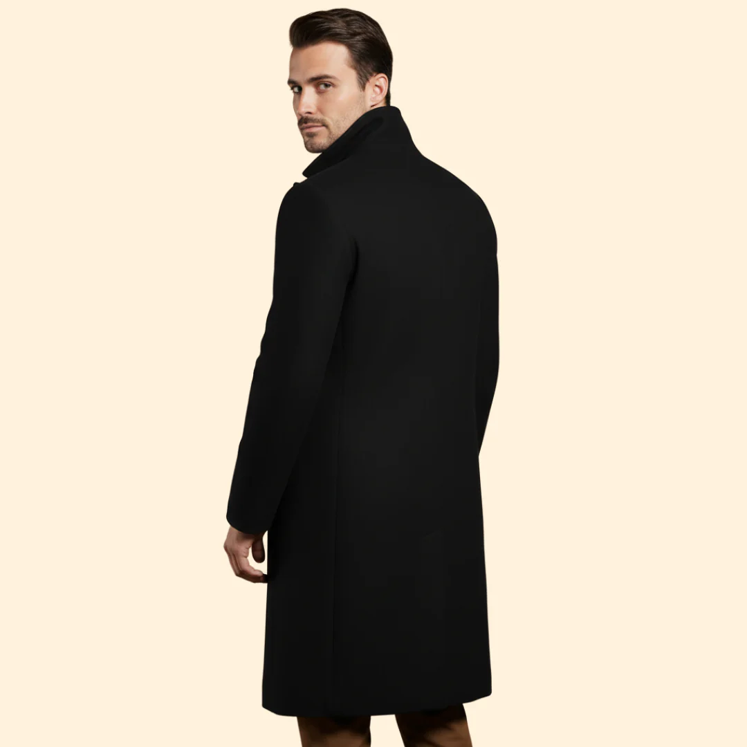 Men’s Long Coat with Flap Pocket Detail - Image 3