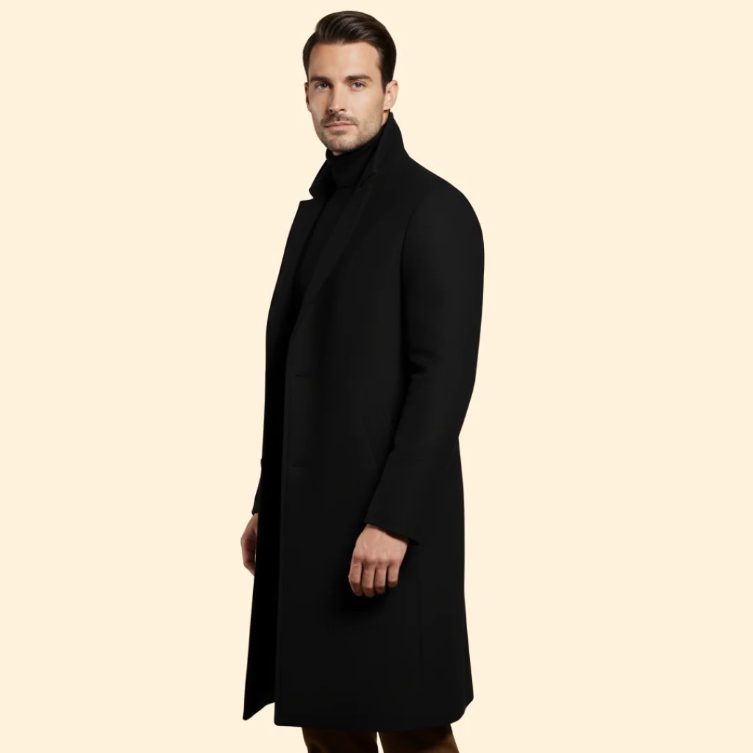 Men’s Long Coat with Flap Pocket Detail - Image 4