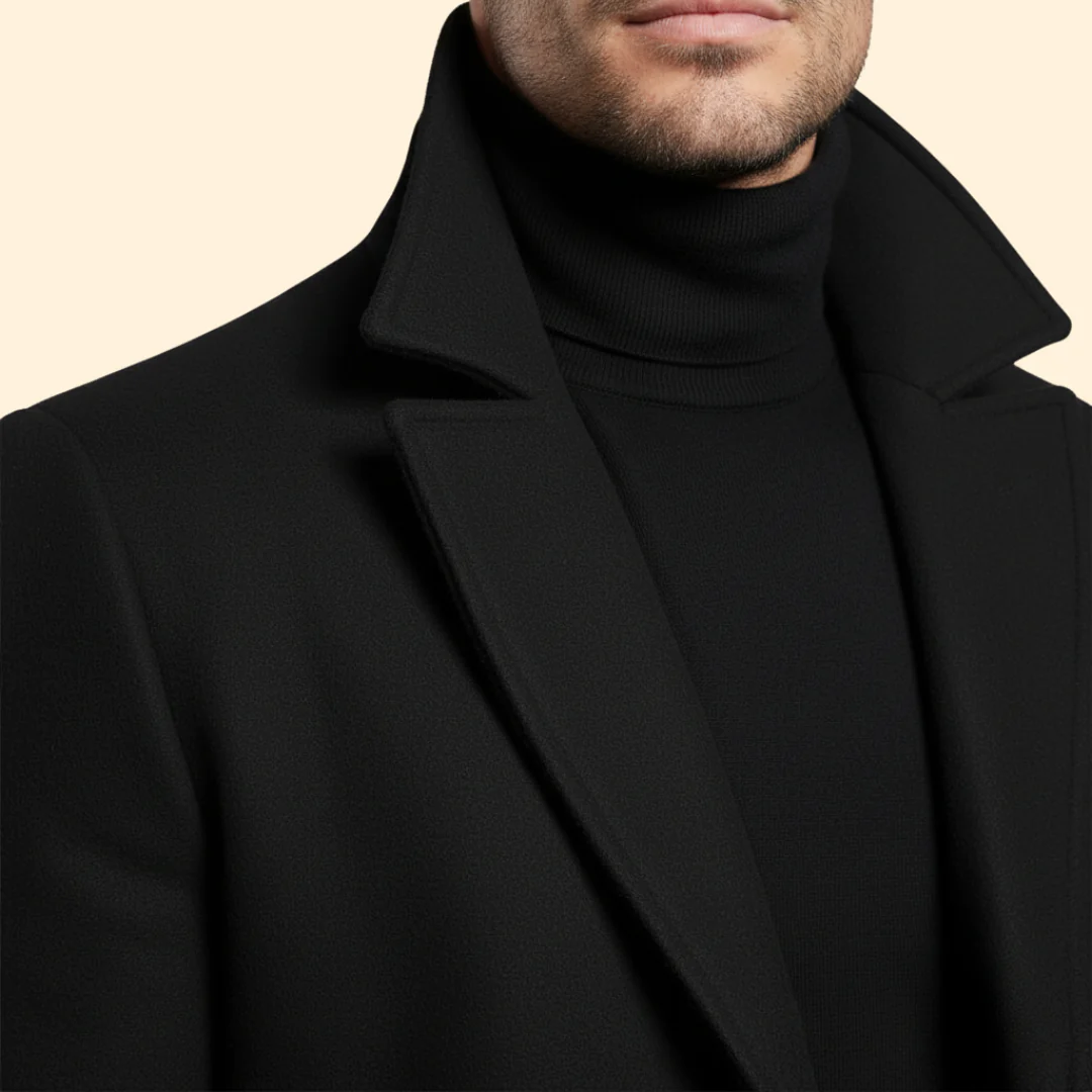 Men’s Long Coat with Flap Pocket Detail - Image 5