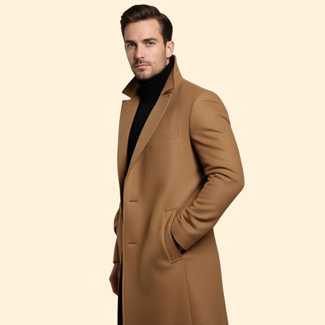 Men’s Long Coat with Flap Pocket Detail - Image 6