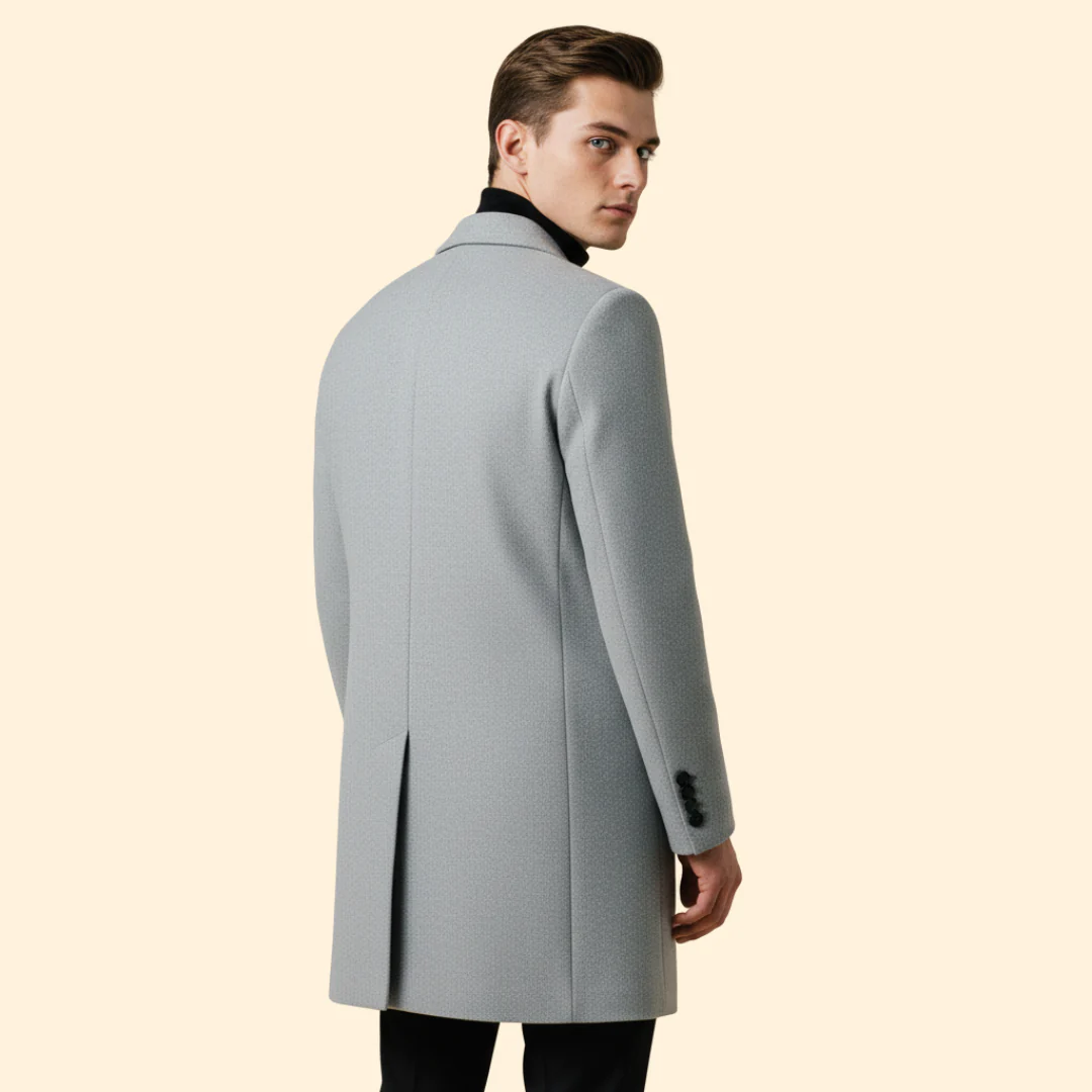 Men’s Long Coat with Front Button Closure - Image 4