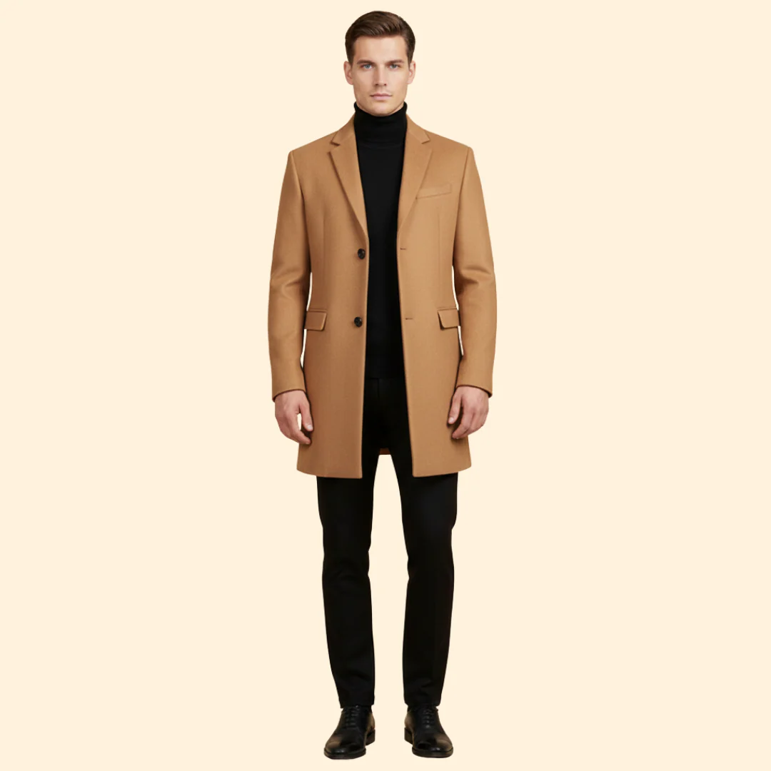 Men’s Long Coat with Front Button Closure - Image 6