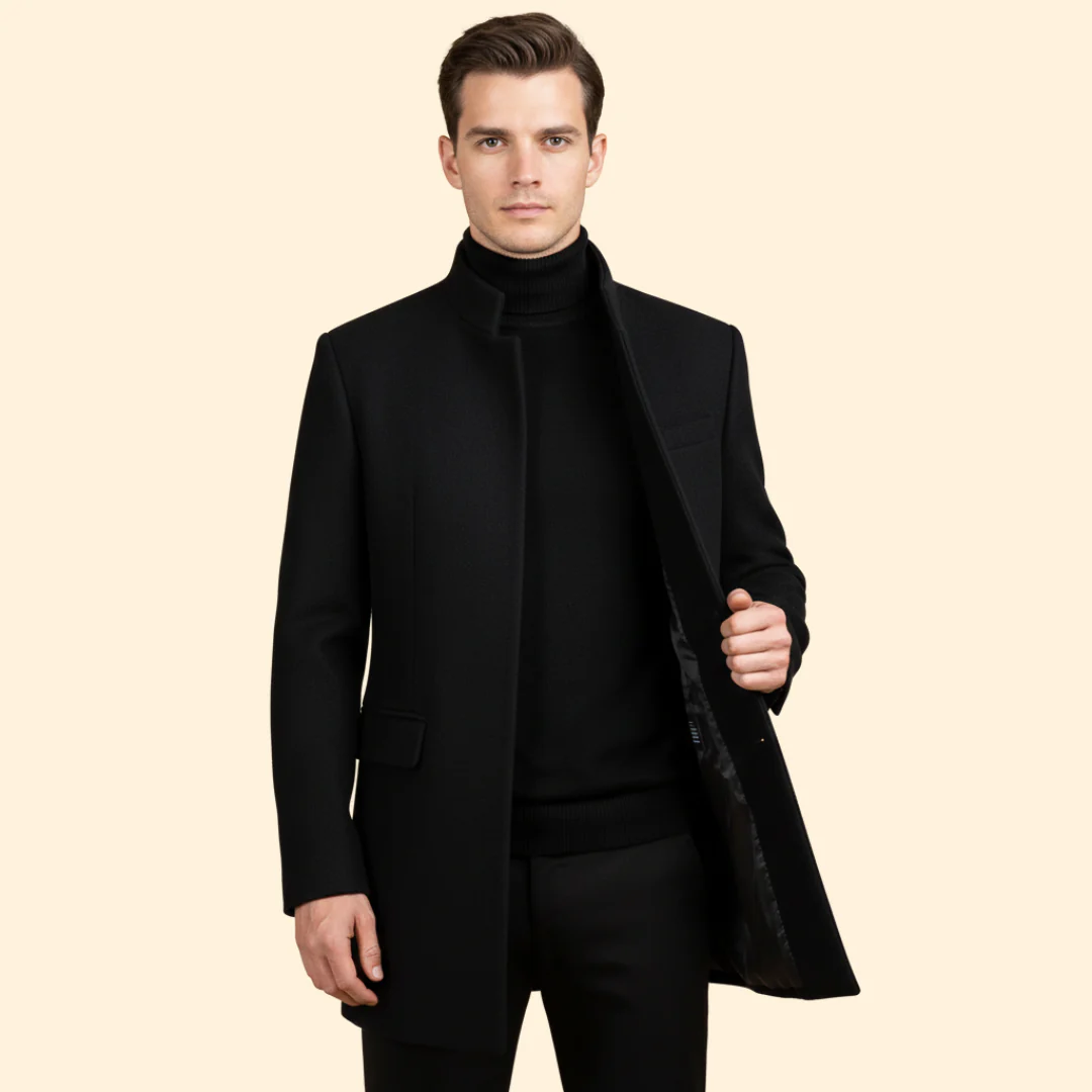 Men’s Long Coat with Front Button Closure - Image 7