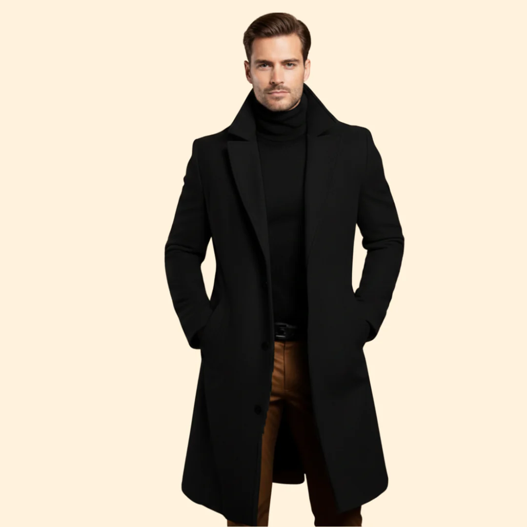 Men’s Long Coat with Front Slip Pockets - Image 2