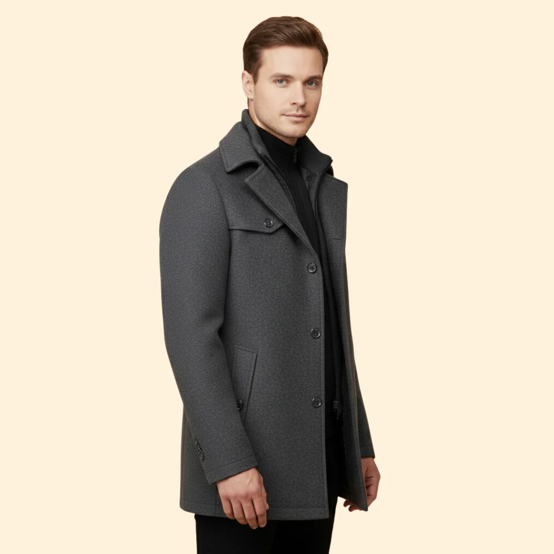 Men’s Long Coat with Stand Collar - Image 4