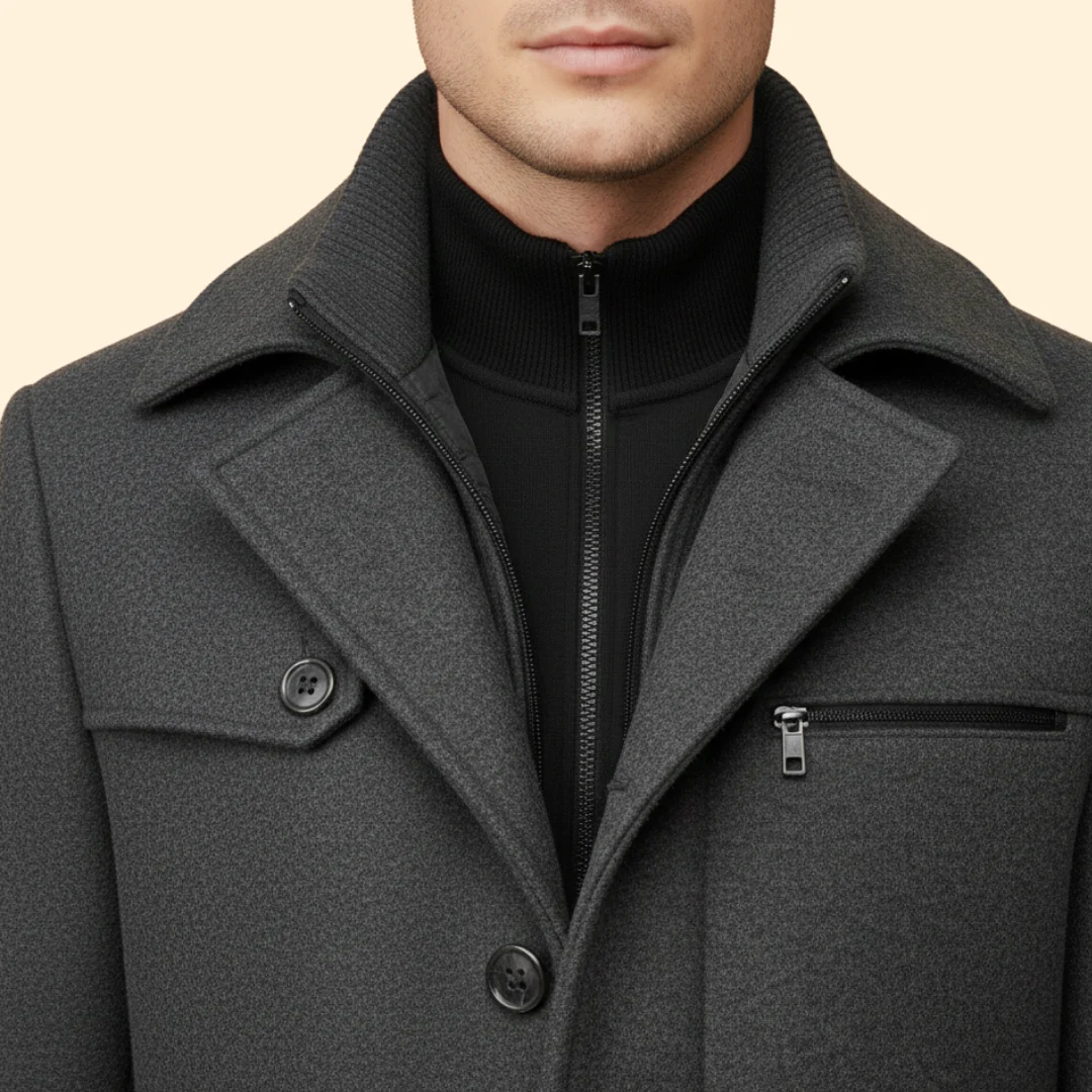 Men’s Long Coat with Stand Collar - Image 6
