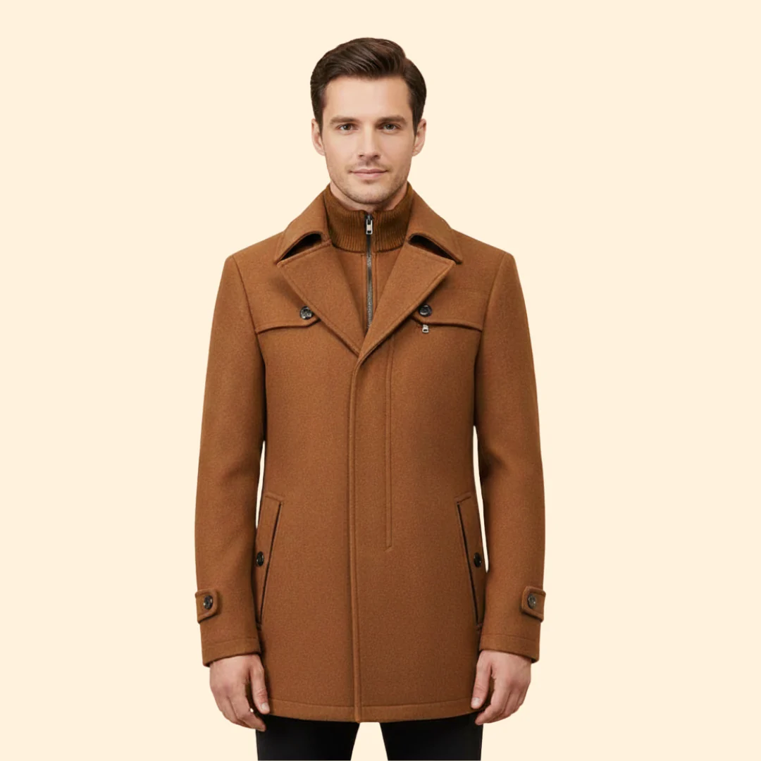 Men’s Long Coat with Stand Collar - Image 8