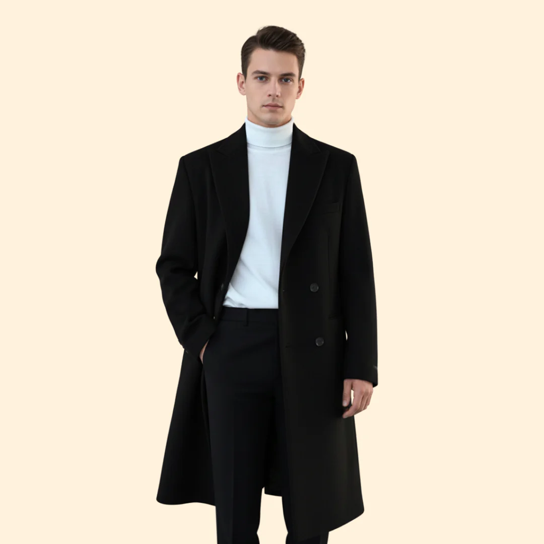 Men's Long Overcoat Double Breasted Front - Image 6