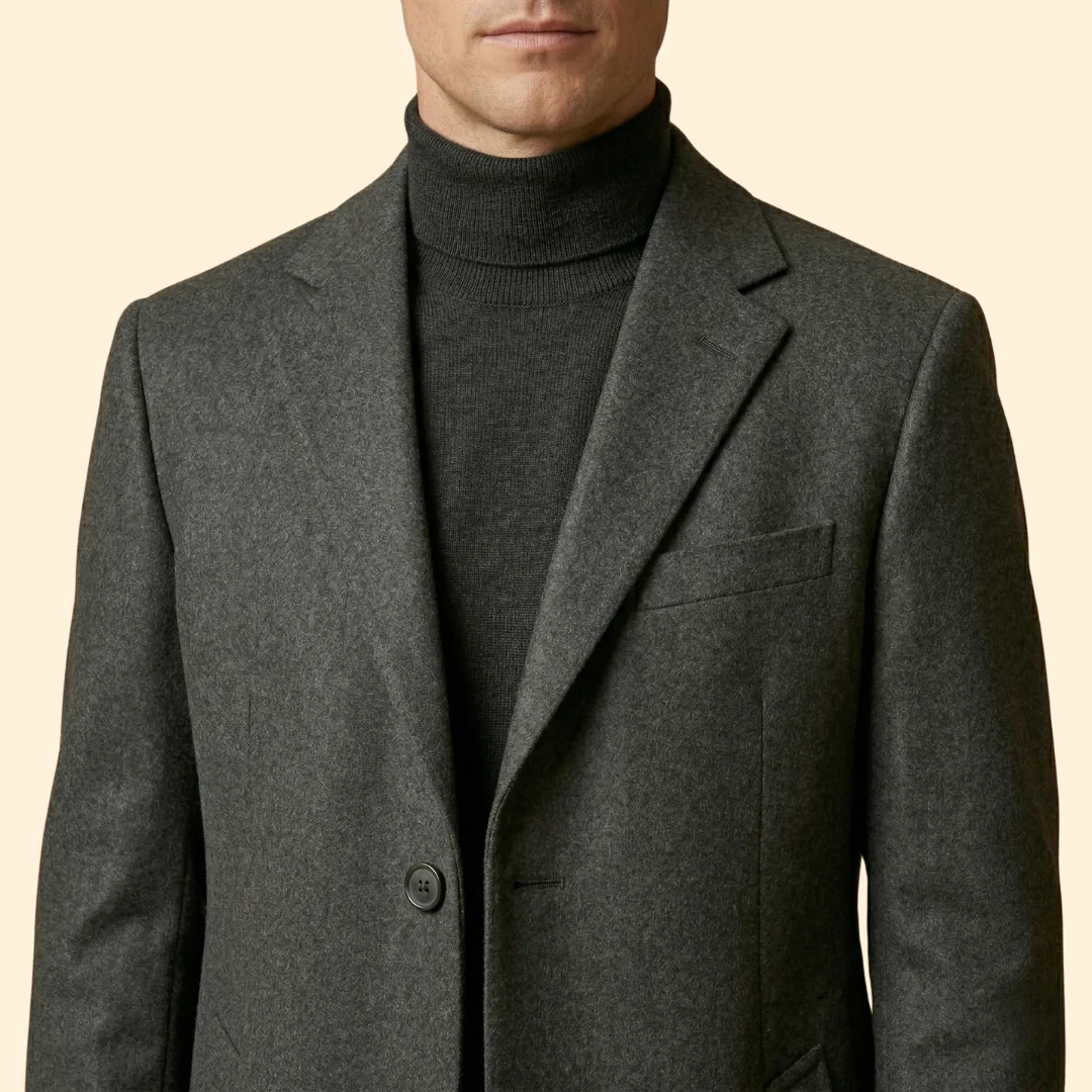 Men’s Long Overcoat with Front Button Closure - Image 5