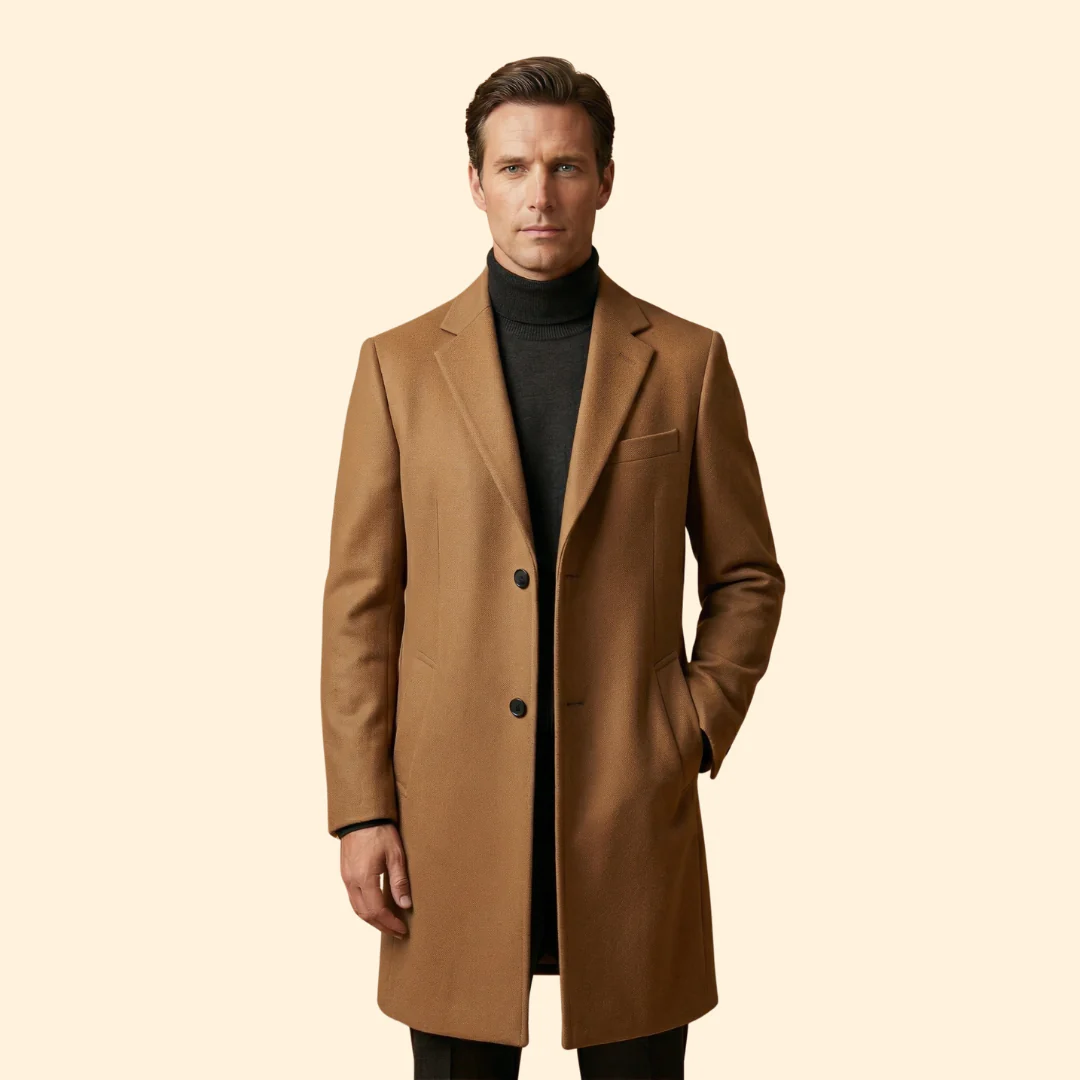 Men’s Long Overcoat with Front Button Closure - Image 6
