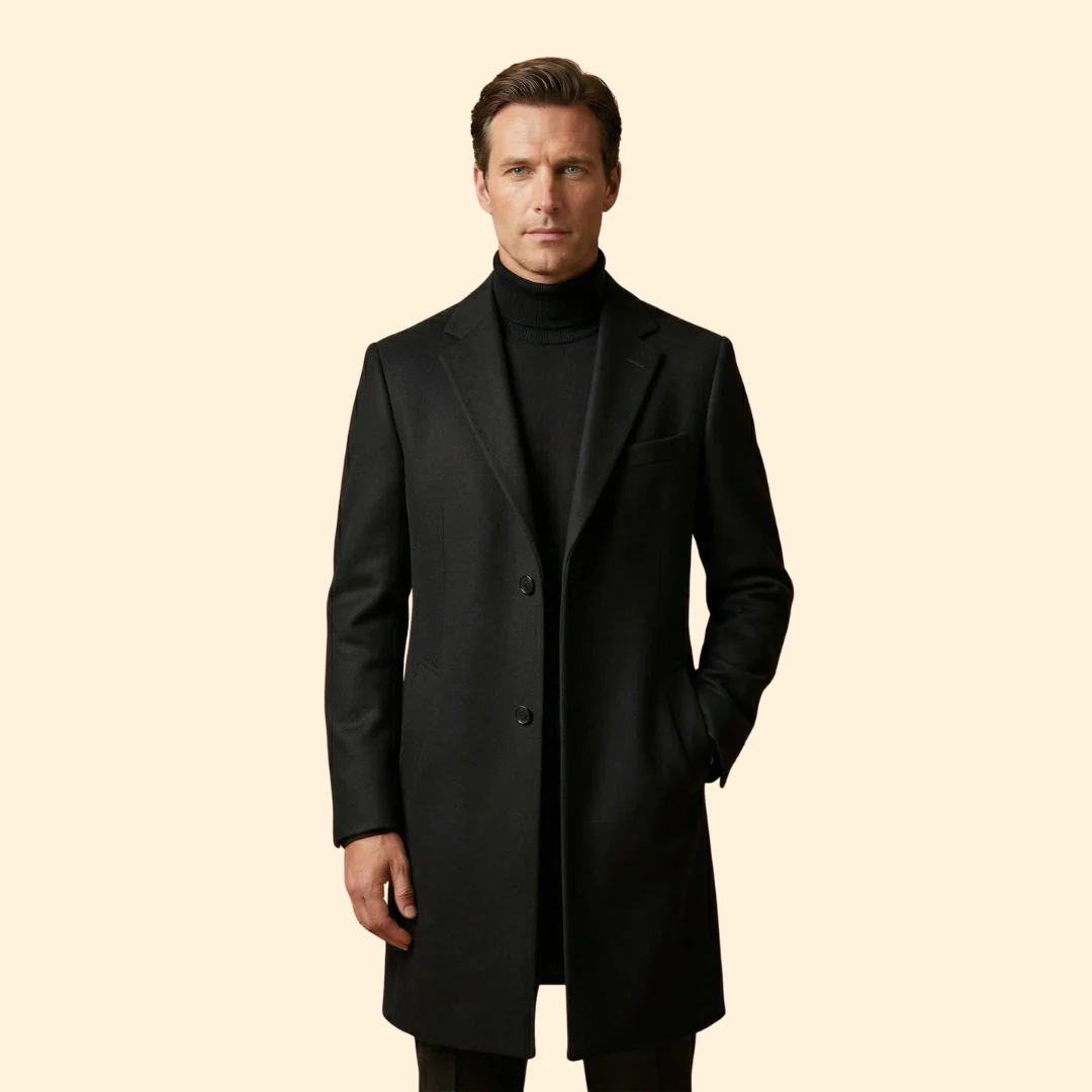 Men’s Long Overcoat with Front Button Closure - Image 7