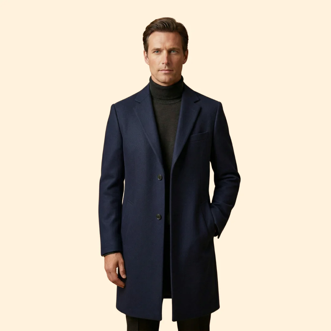 Men’s Long Overcoat with Front Button Closure - Image 8