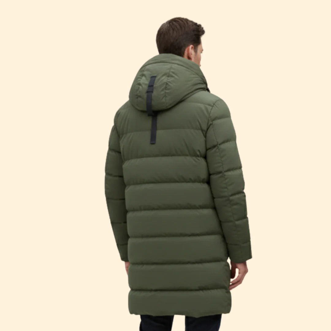 Men’s Long Quilted Coat with Hooded Design - Image 4