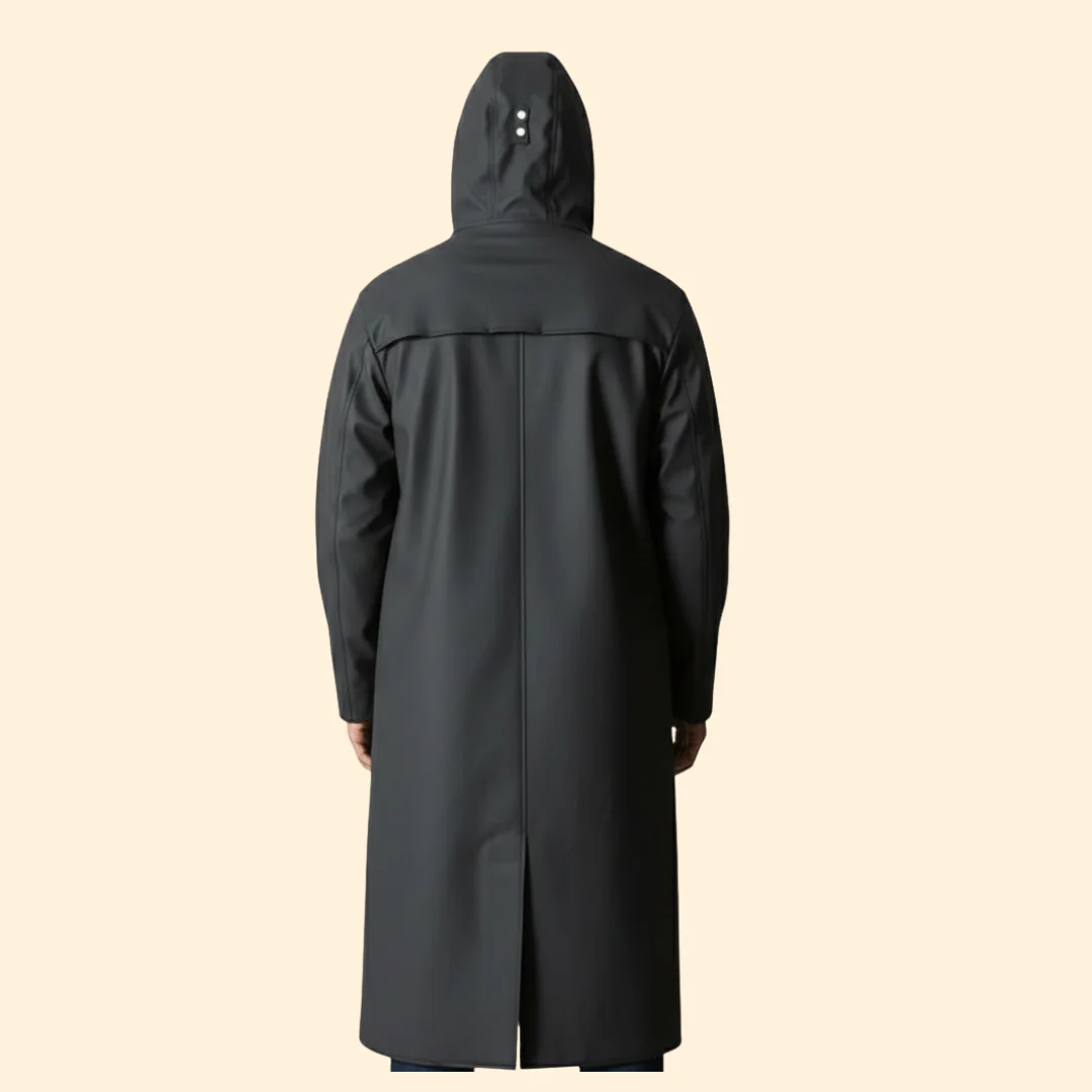 Men’s Long Raincoat with Drawstring Hood - Image 4