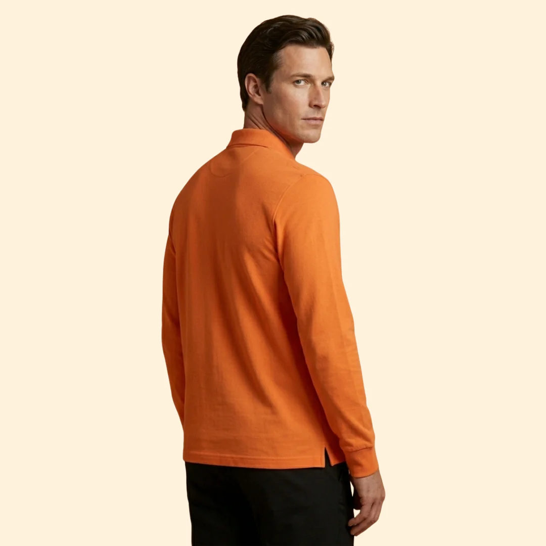Men’s Long Sleeve Polo Shirt with Buttoned Collar - Image 3