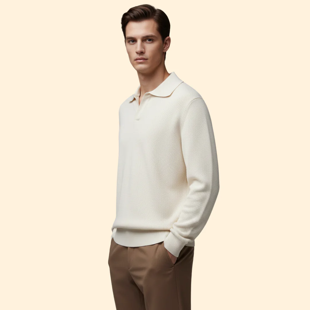 Men’s Long Sleeve Polo with Zip Neck - Image 4