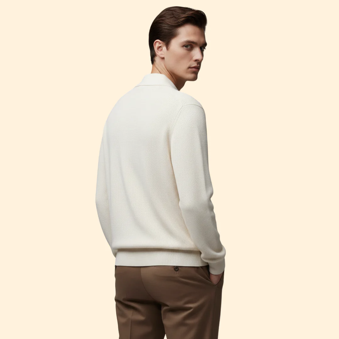 Men’s Long Sleeve Polo with Zip Neck - Image 5