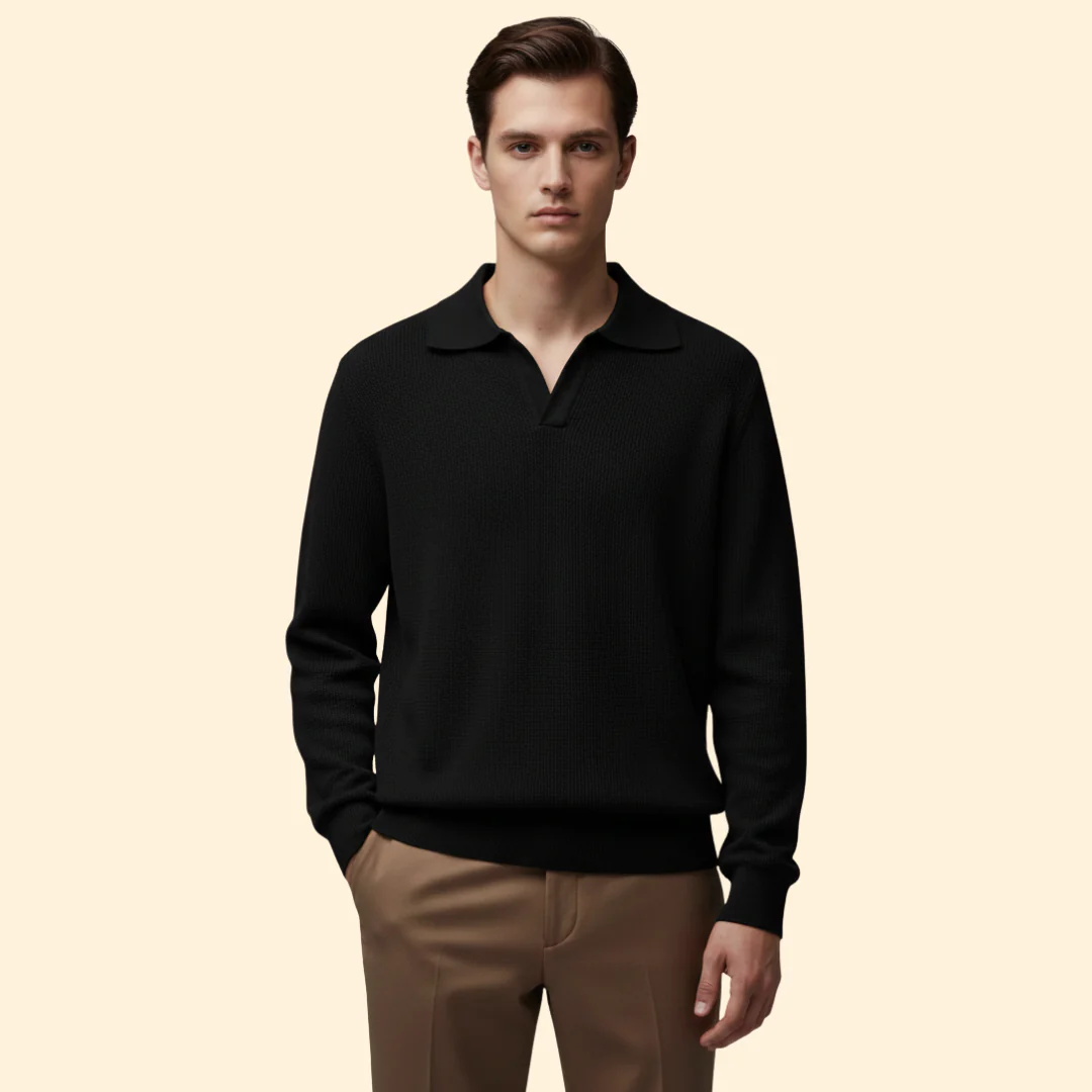 Men’s Long Sleeve Polo with Zip Neck - Image 6