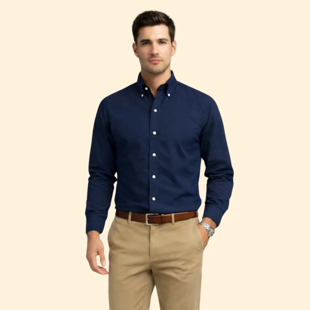 Men’s Long-Sleeve Shirt with Button Closure - Image 12