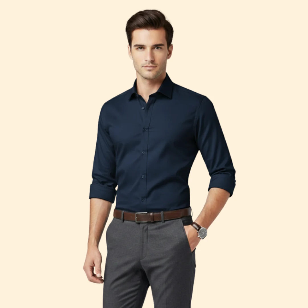Men’s Long Sleeve Shirt with Classic Collar - Image 5
