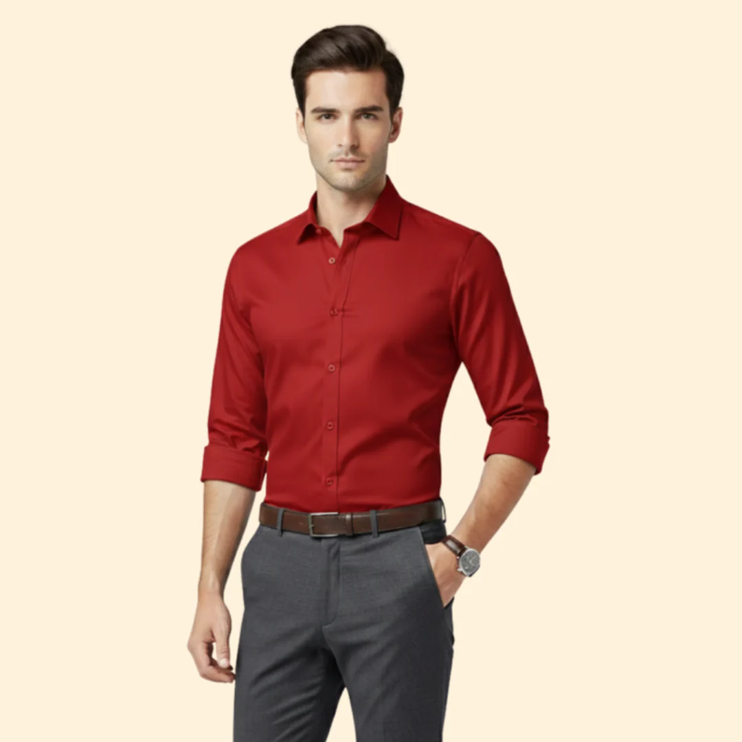 Men’s Long Sleeve Shirt with Classic Collar - Image 9
