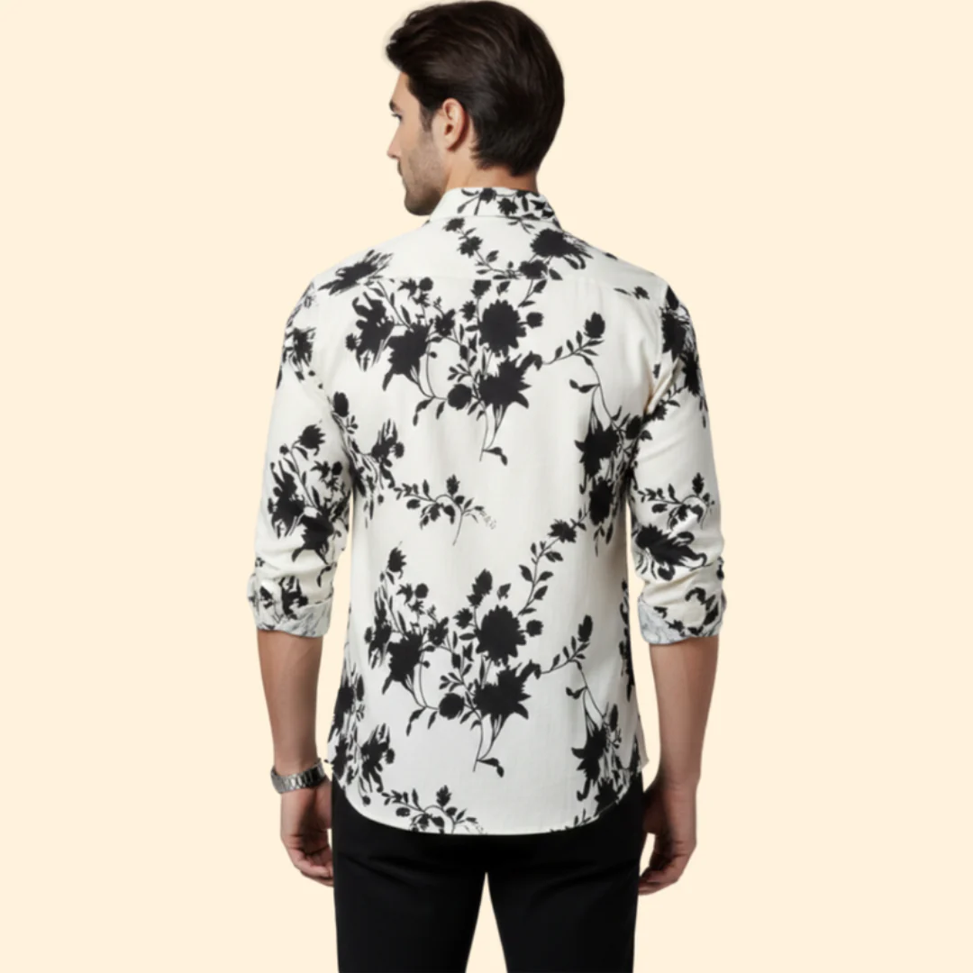 Men’s Long-Sleeve Shirt with Floral Pattern - Image 4