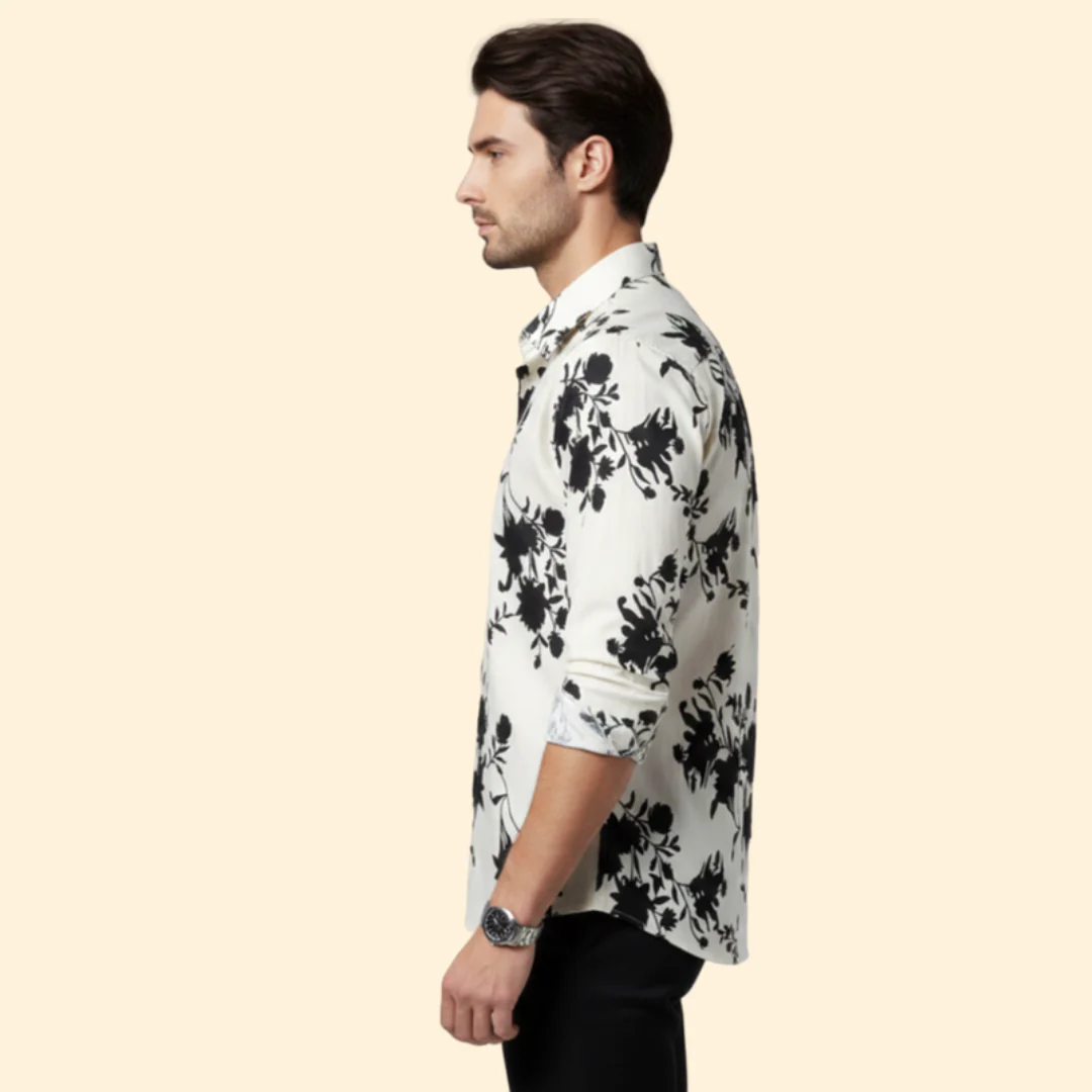 Men’s Long-Sleeve Shirt with Floral Pattern - Image 5