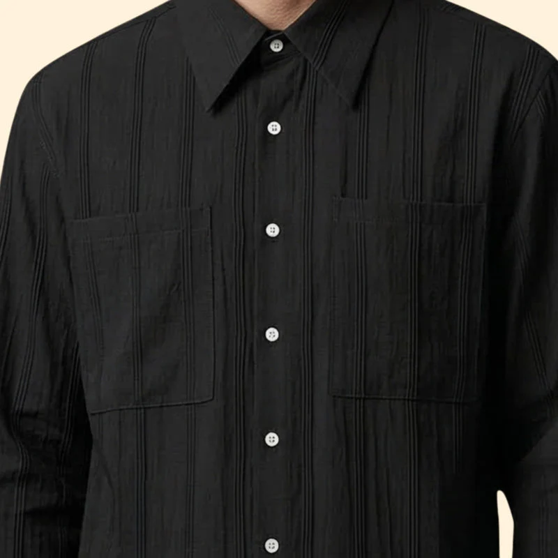 Men’s Long Sleeve Shirt with Striped Design - Image 6
