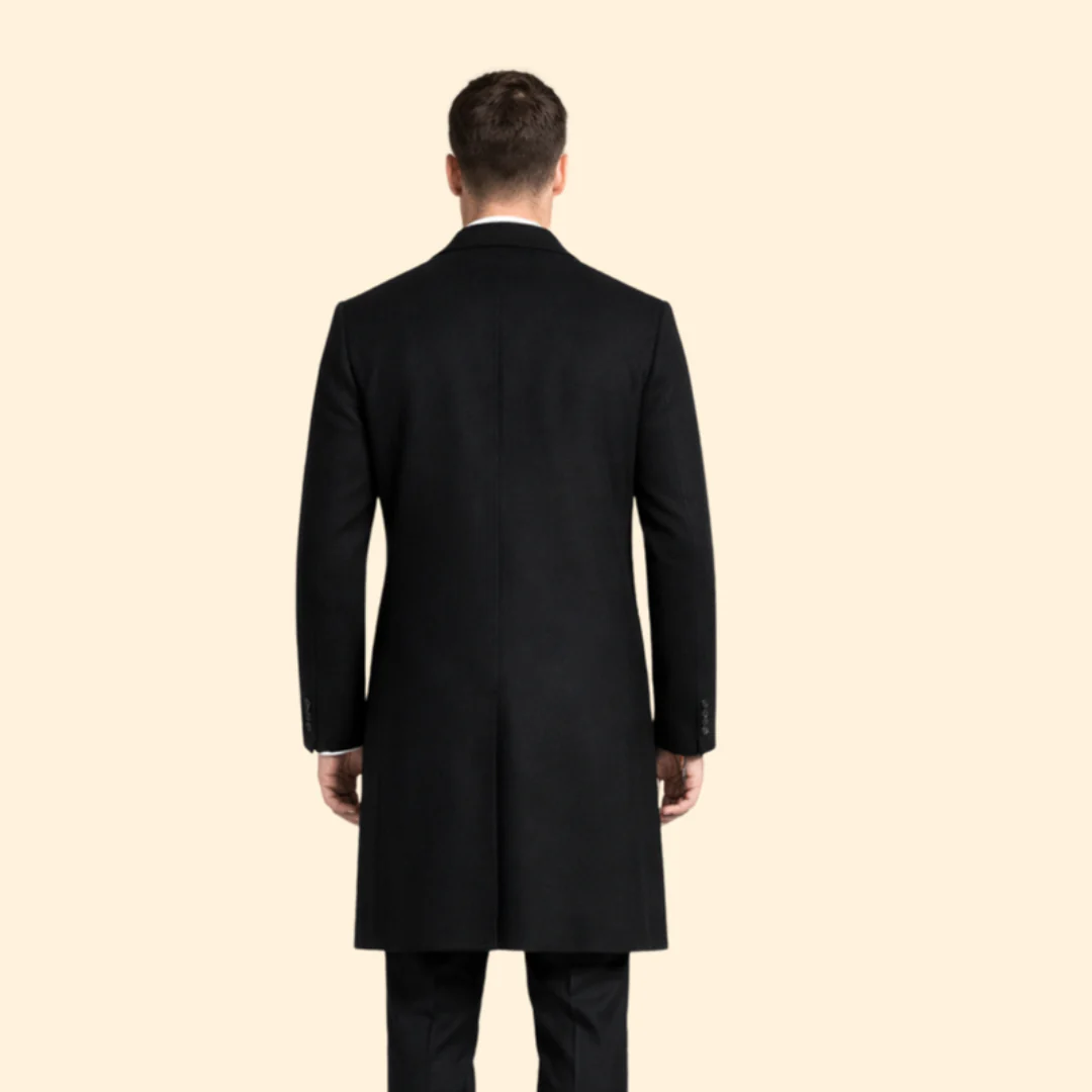 Men’s Long Wool Coat with Button Closure - Image 4