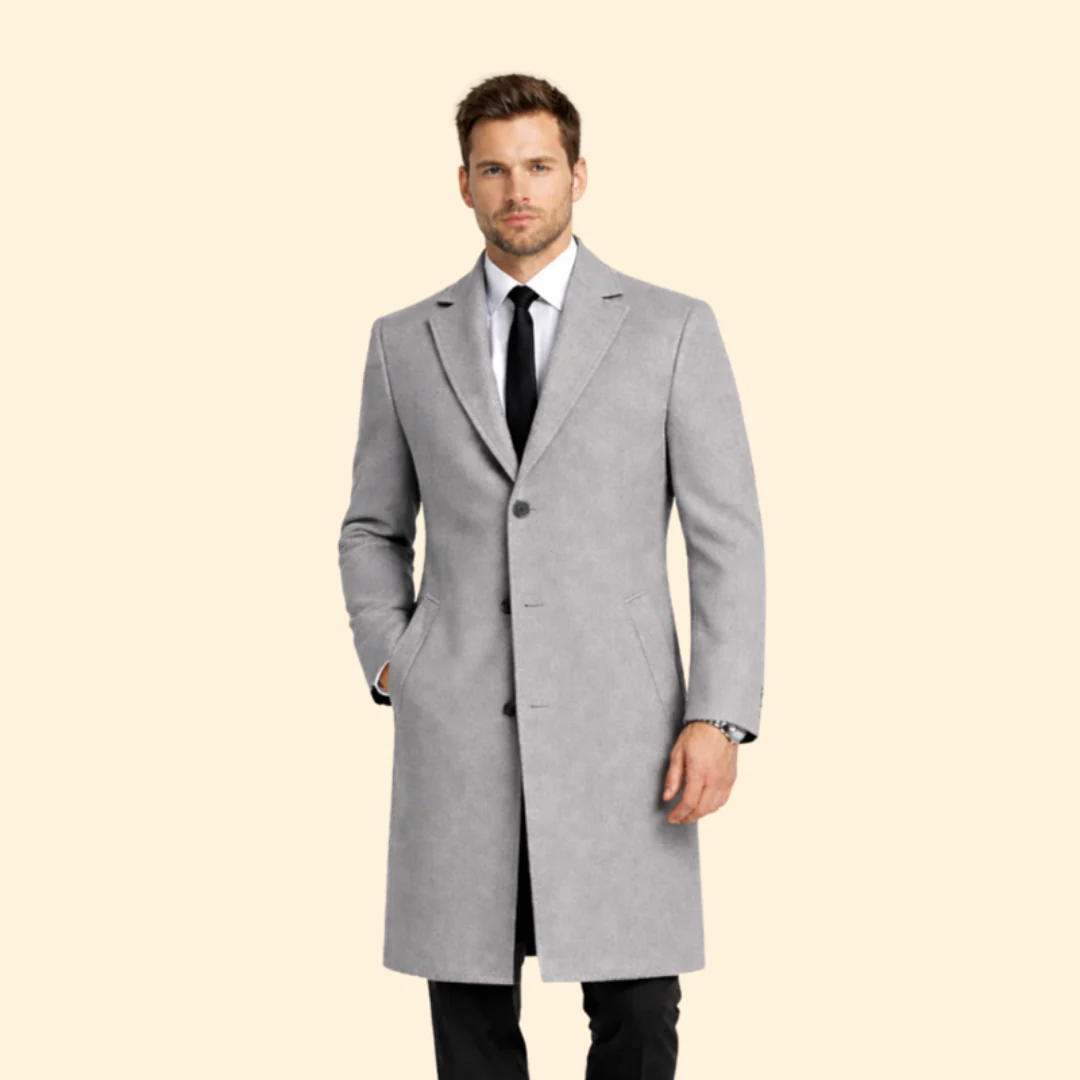 Men’s Long Wool Coat with Button Closure - Image 7