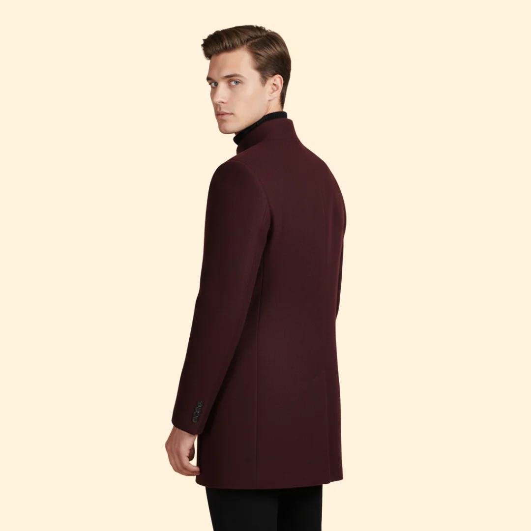 Men’s Longline Coat with Stand Collar Design - Image 4