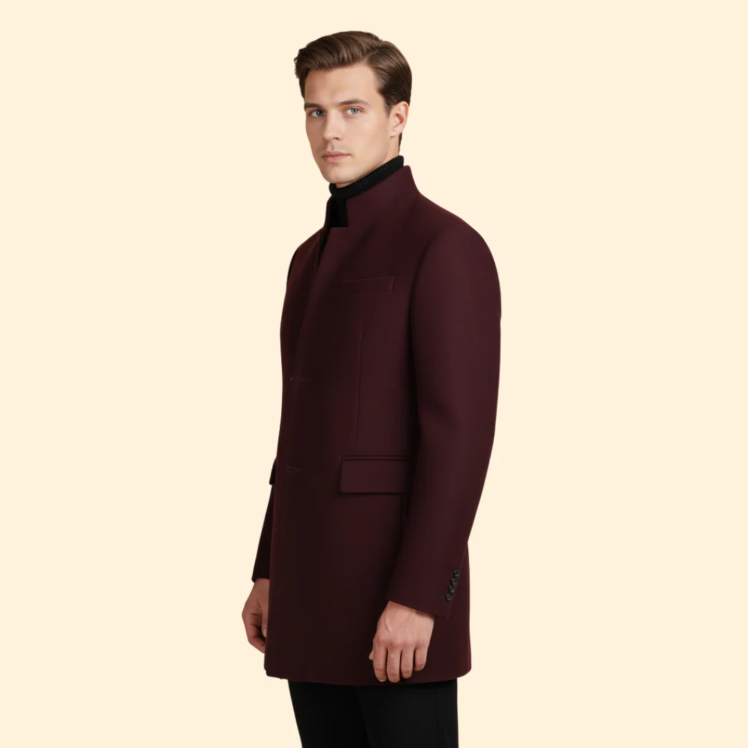 Men’s Longline Coat with Stand Collar Design - Image 5