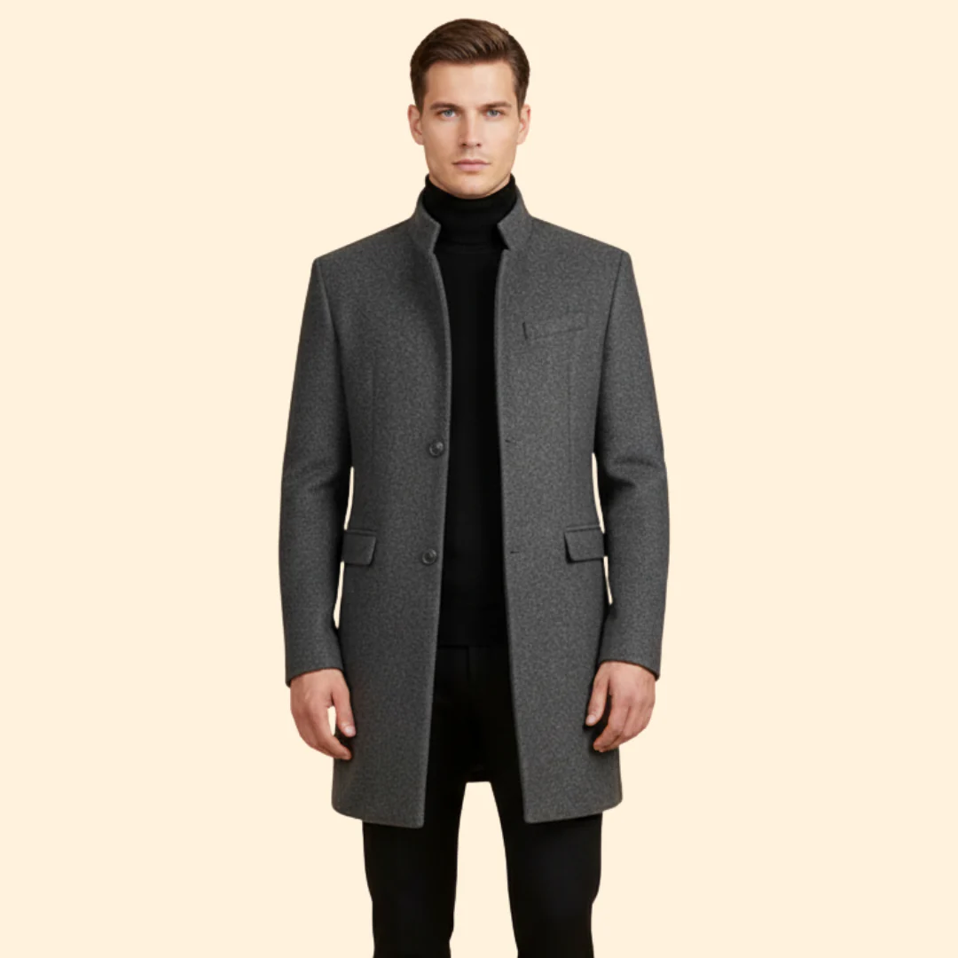 Men’s Longline Coat with Stand Collar Design - Image 7