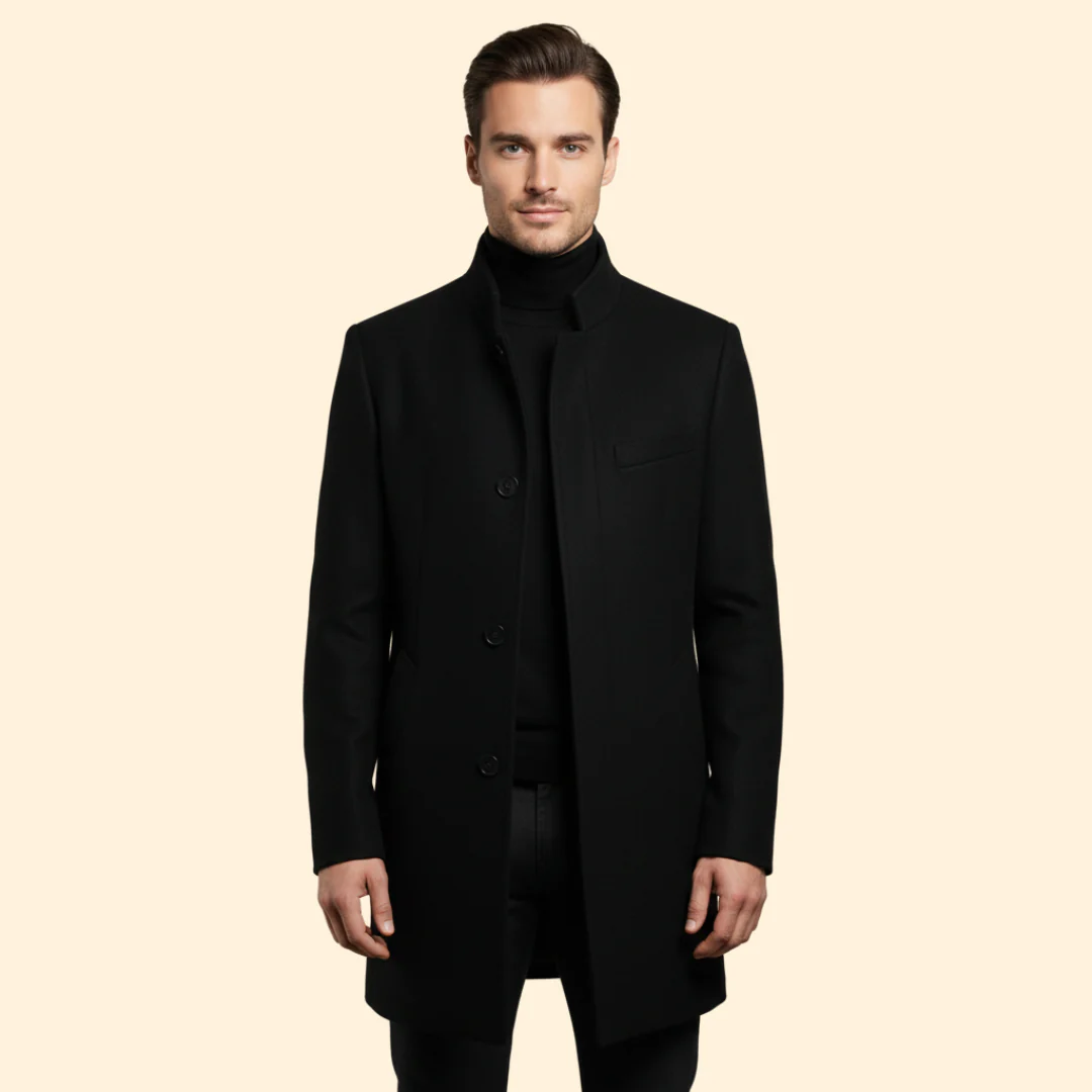 Men’s Longline Coat with Stand Collar Design - Image 8