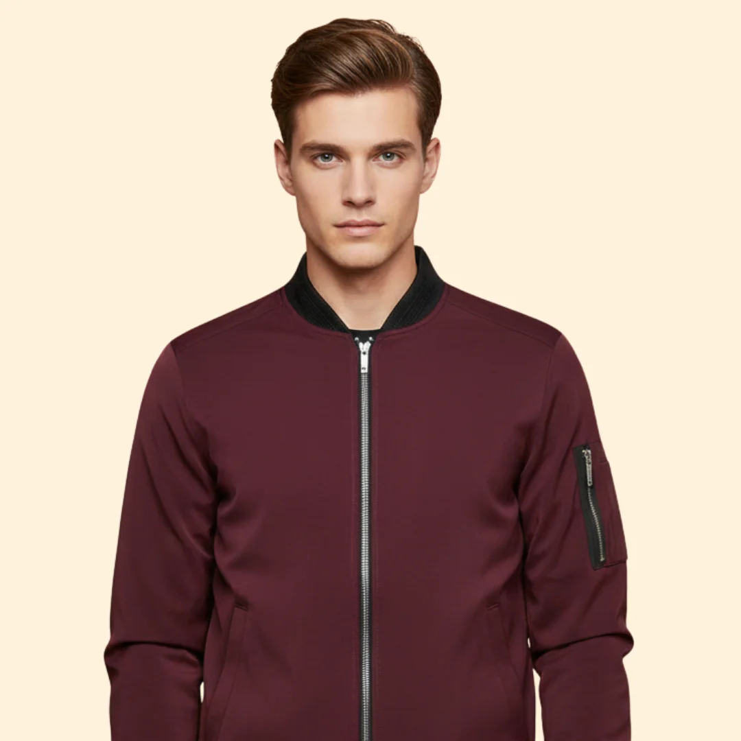 Men’s Metallic Bomber Jacket with Sleeve Zip Pocket - Image 3