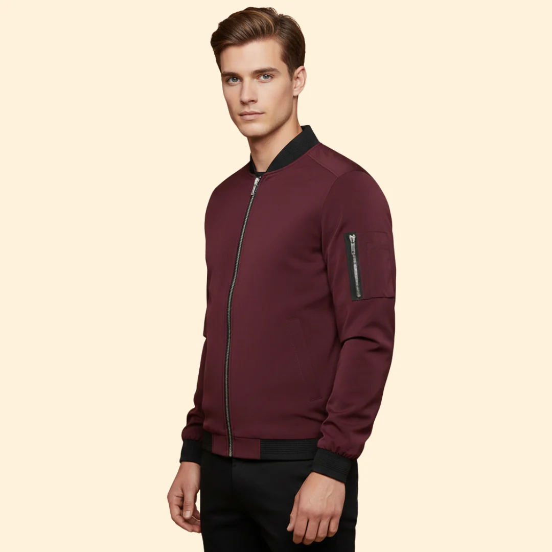Men’s Metallic Bomber Jacket with Sleeve Zip Pocket - Image 5