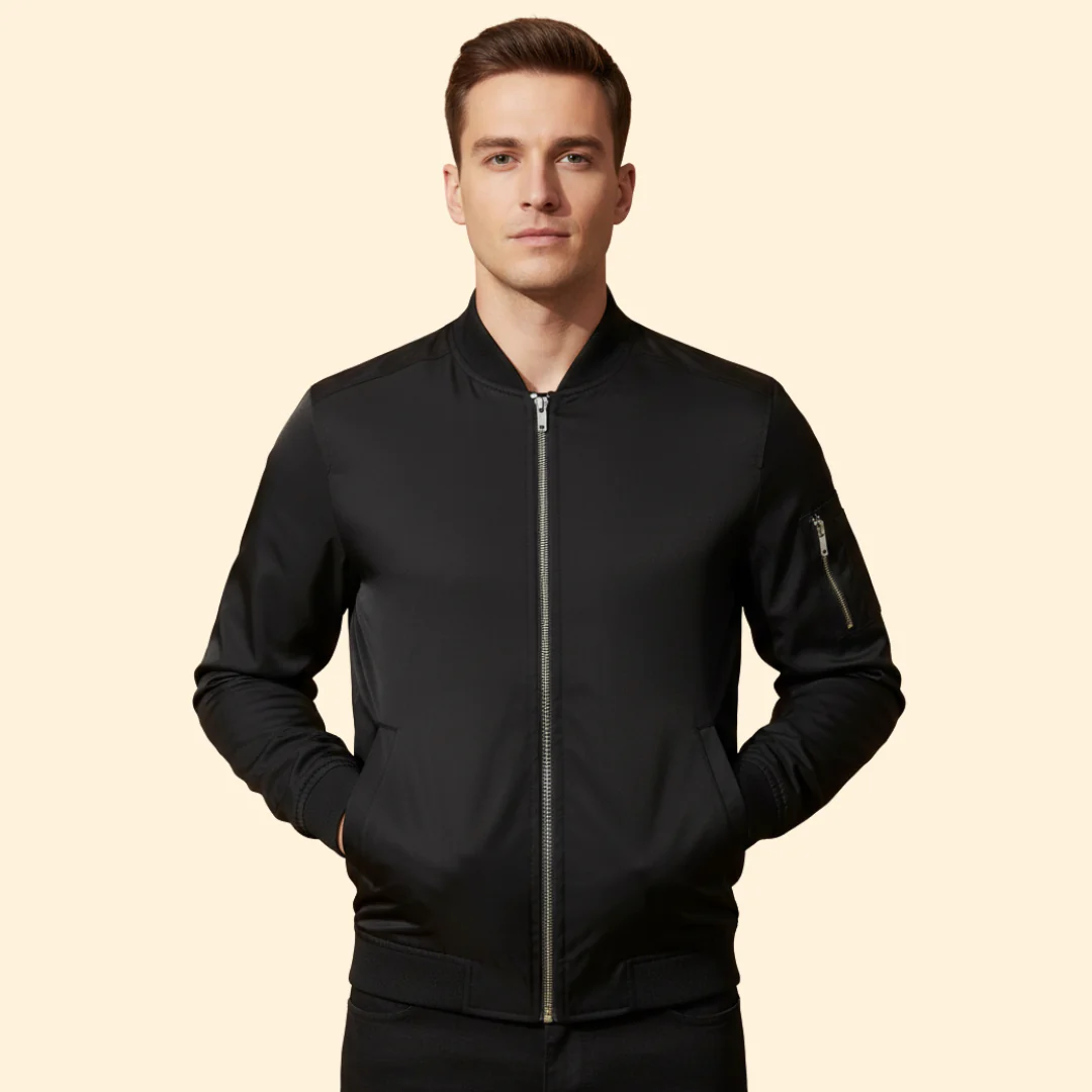 Men’s Metallic Bomber Jacket with Sleeve Zip Pocket - Image 6