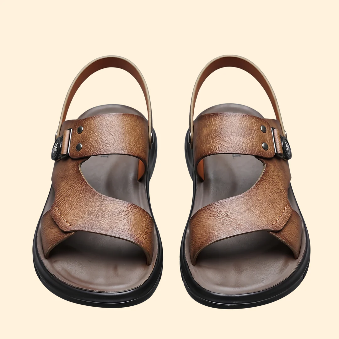 Men's Open-Toe Sandals with Textured Rubber Sole