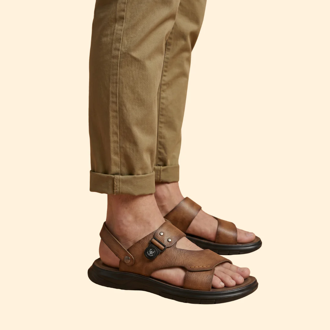 Men's Open-Toe Sandals with Textured Rubber Sole - Image 3