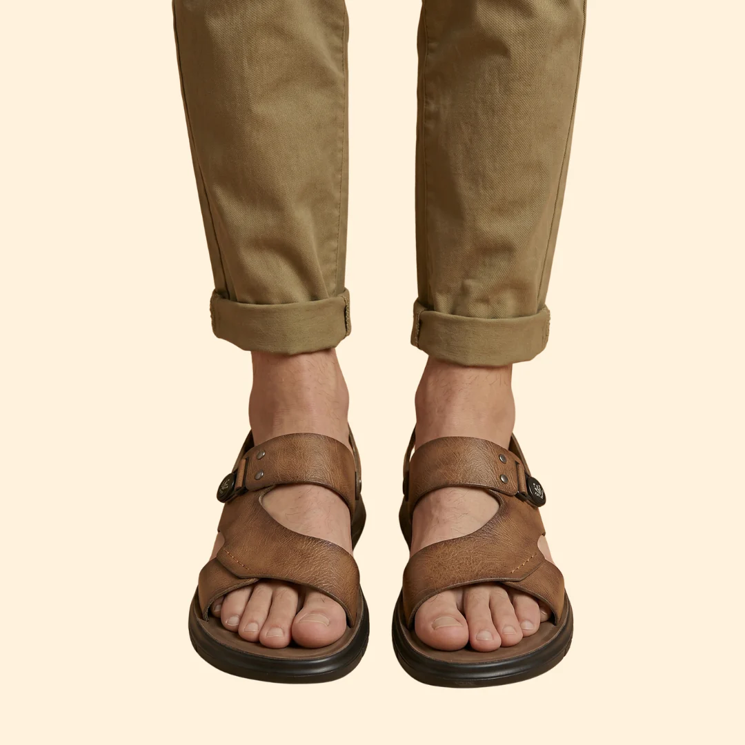 Men's Open-Toe Sandals with Textured Rubber Sole - Image 5