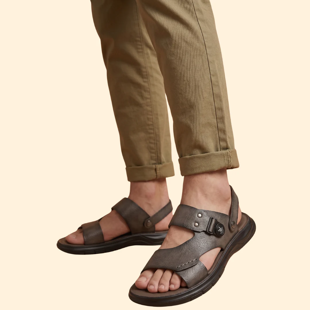 Men's Open-Toe Sandals with Textured Rubber Sole - Image 6