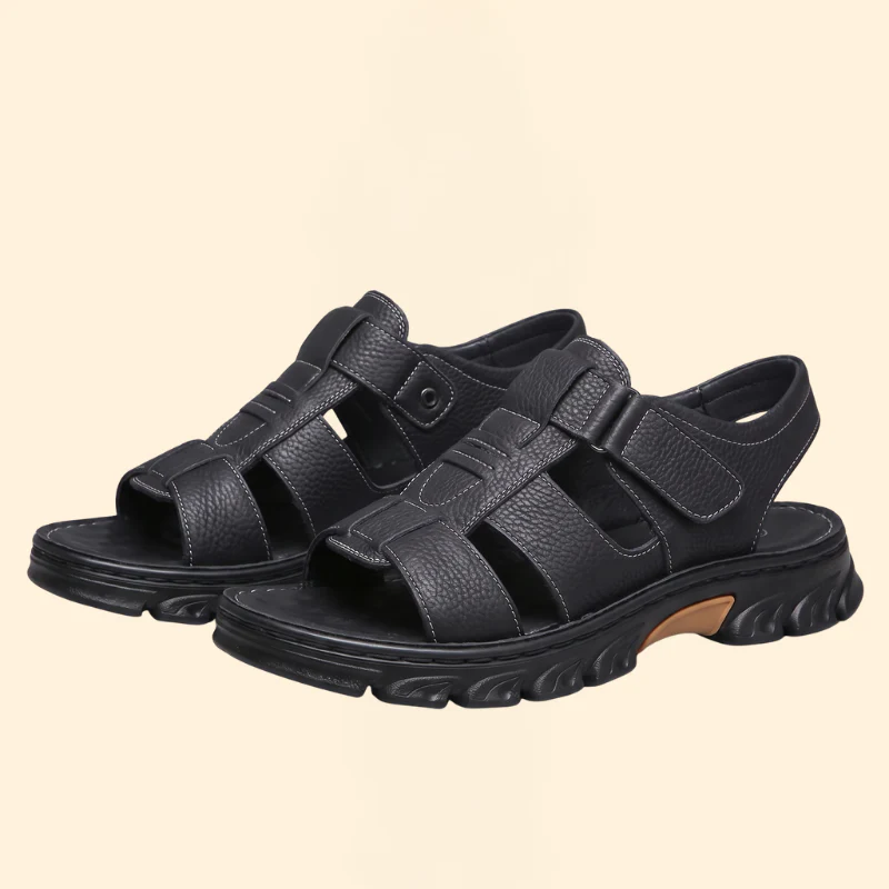 Men's Pebbled Strap Sandals with Fastener