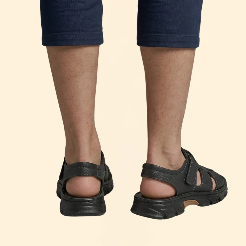Men's Pebbled Strap Sandals with Fastener - Image 6