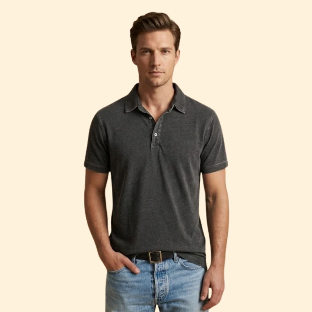 Men’s Polo Shirt with Button Placket - Image 12