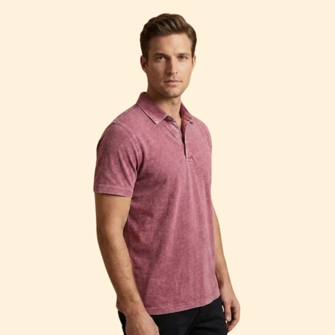 Men’s Polo Shirt with Button Placket - Image 3
